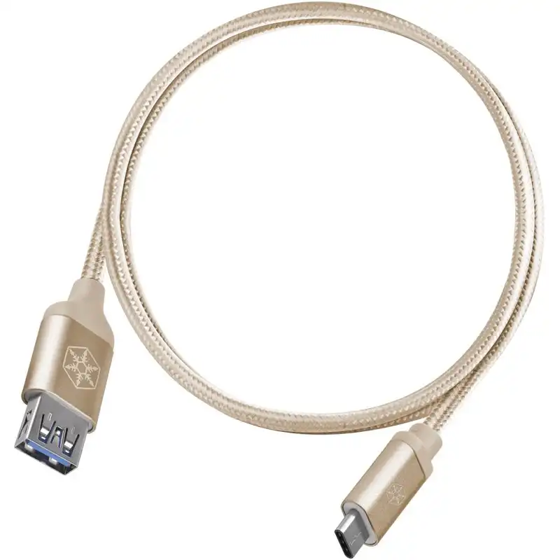 SilverStone CPU05G-500 Cable Nylon USB-C a USB-A Macho/Hembra 0.5m Oro
