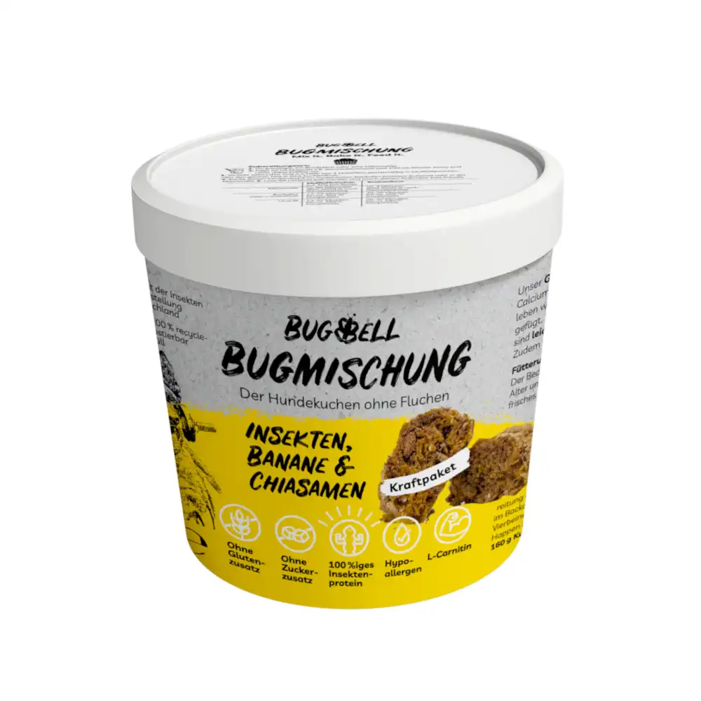 BugBell BugMix Insectos Adultos, Plátano y Semillas de Chía - 100 g