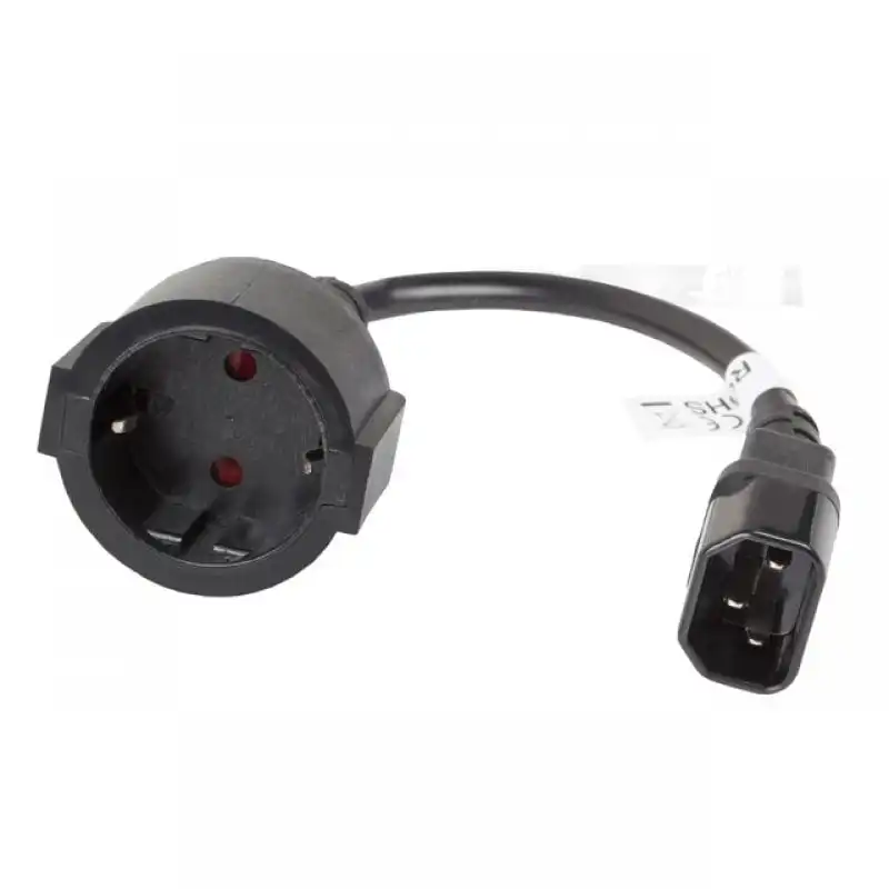 Lanberg Cable de Extensión IEC 320 C14 a Schuko Hembra/Hembra 20cm Negro