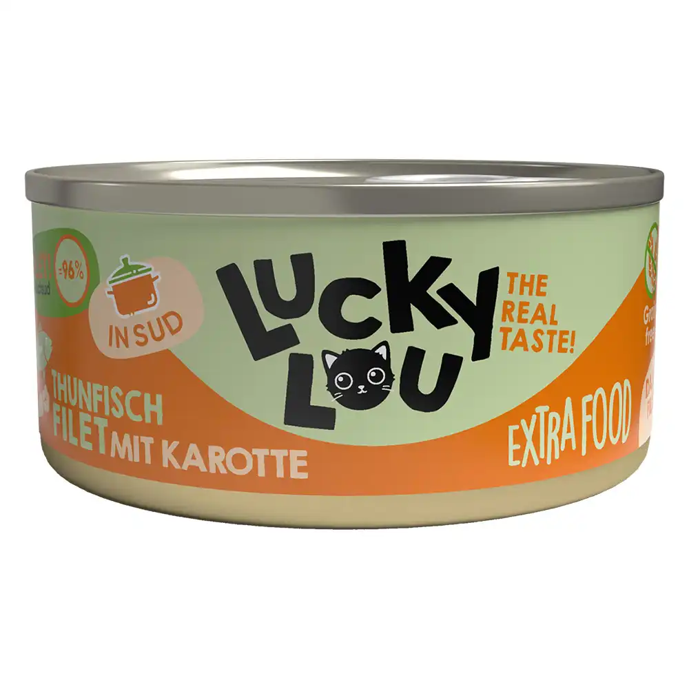 Lucky Lou Filete Extrafood en Caldo 18 x 70 g - Atún y zanahoria
