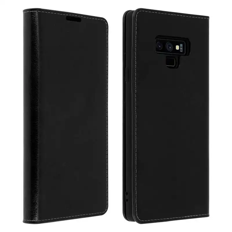 Avizar Funda Cartera de Cuero Negra para Samsung Galaxy Note 9