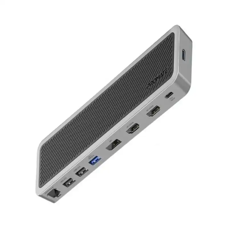 Promate ApexHub-MST Hub USB-C 3 en 1 Doble HDMI 4K 60hz/30hz Lan 1000mbps 100w Aux SD/TF USB 3.0/2.0