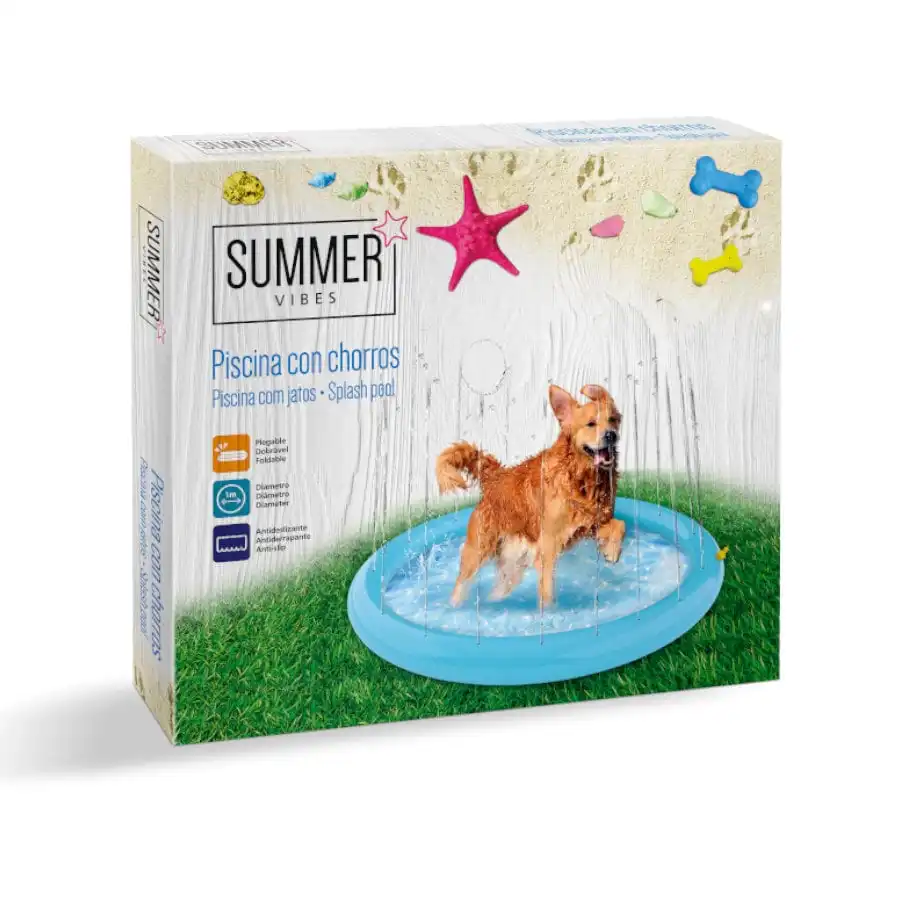 Summer Vibes Doggy Splash Piscina con Chorros para perros