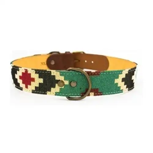 Ladran gaucho collar pluto hecho a mano verde y negro para perros