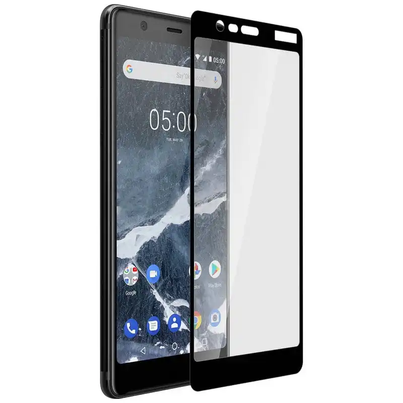 Avizar Protector Cristal Templado Bordes Negros para Nokia 5.1