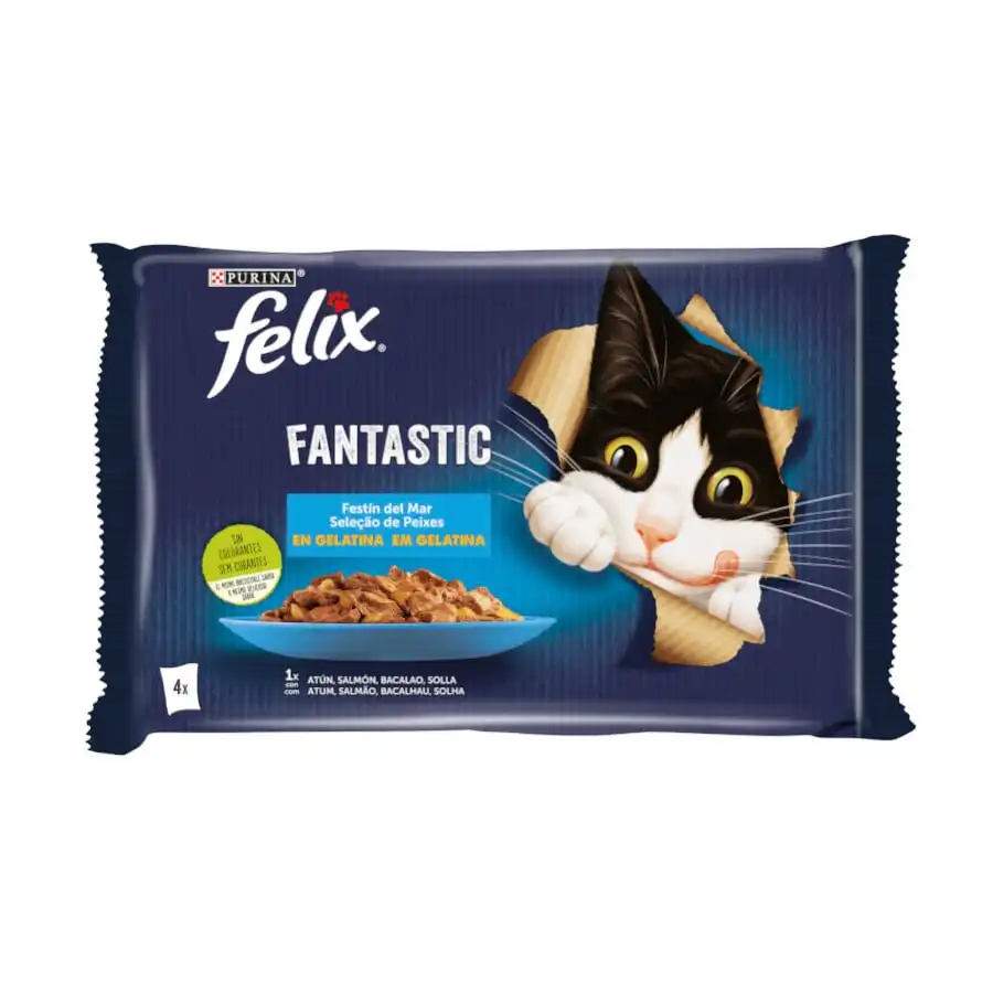 Felix Fantastic Festín del Mar sobres en gelatina para gatos - Multipack