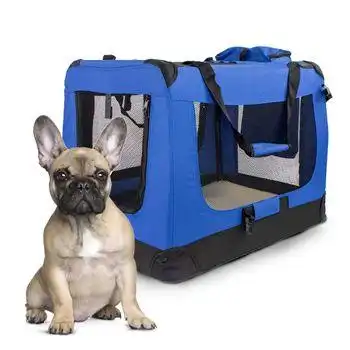 Transportín Para Mascotas | Talla L | Soporta 15 Kg | 70x52,5x50 Cm | Plegable | Azul | Balú | Mobiclinic