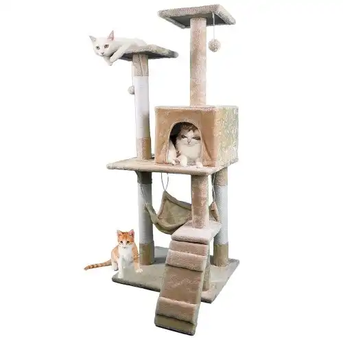 Edipets árbol rascador 4 niveles con hamaca beige para gatos