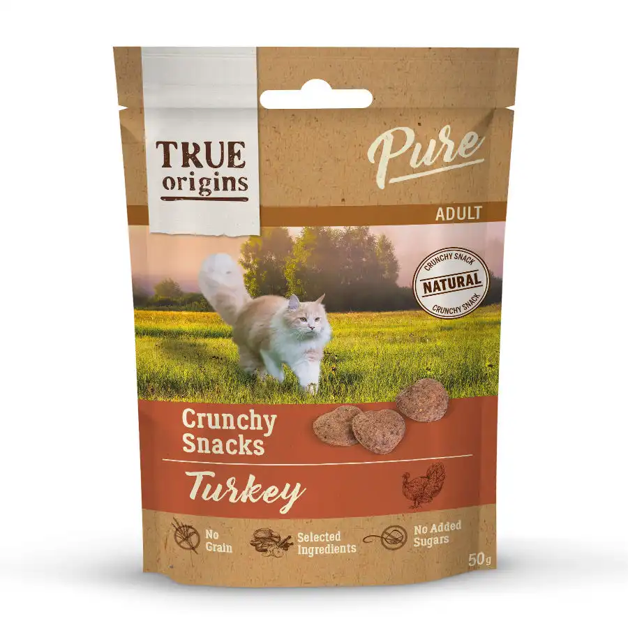 True Origins Bocaditos Pure Adult Crunchy de Pavo para gatos