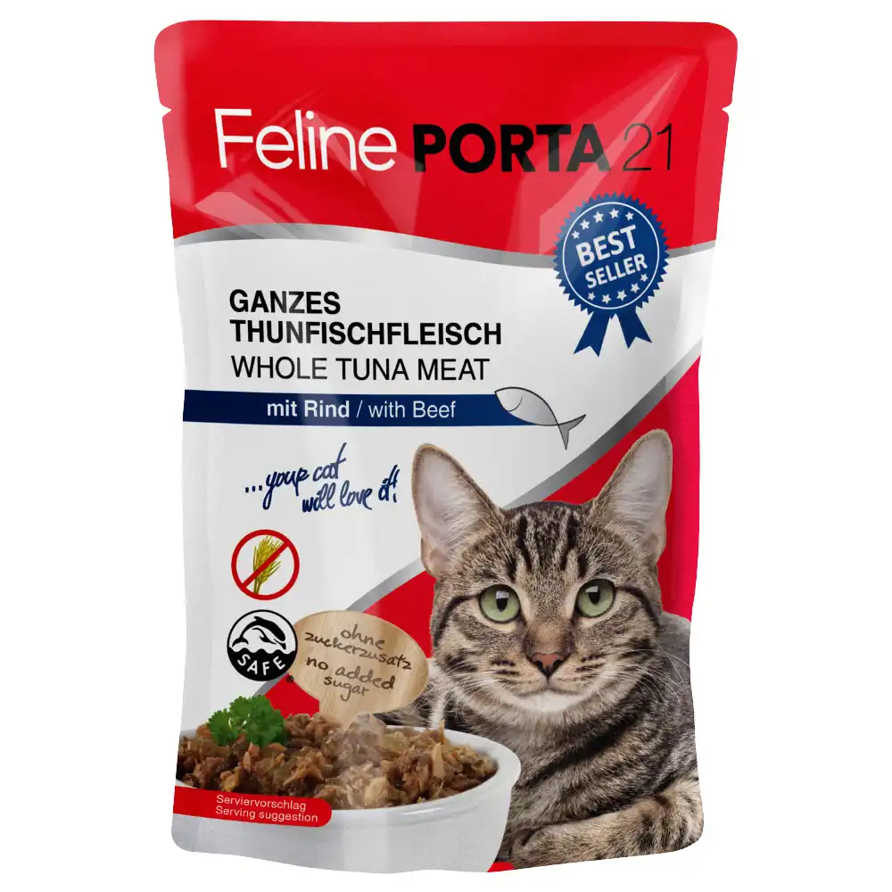 Feline Porta 21 en bolsitas 6 x 100 g - Atún con vacuno