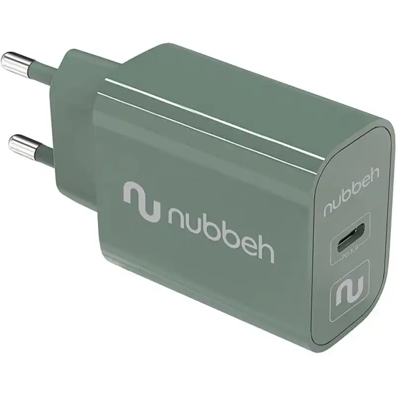 Nubbeh Bhoot Cargador de Pared USB-C 3.0 25W de Carga Rápida Verde + Cable de Carga