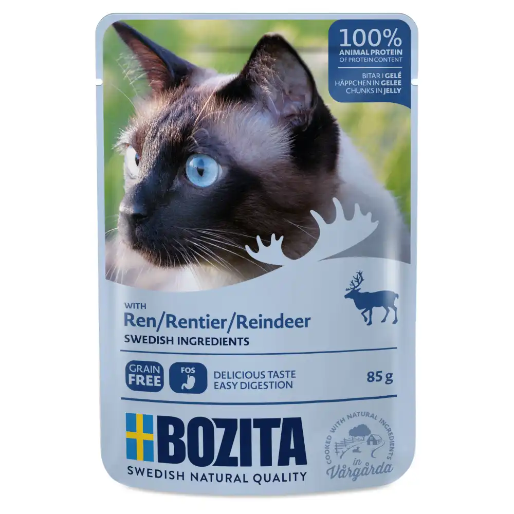 Bozita Bocaditos en gelatina en bolsitas para gatos 12 x 85 g - Reno