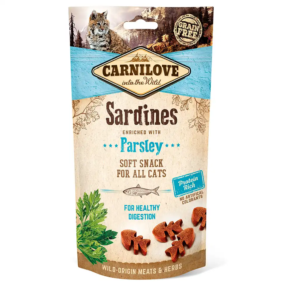 Carnilove snacks semihúmedos con sardina y perejil para gatos  - 50 g