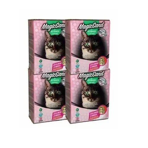 Pack 4 cajas de arena no aglomerante para gatos olor Talco