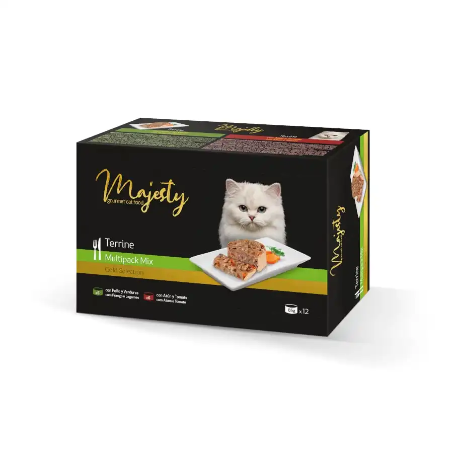 Majesty Adult Mix Terrine lata para gatos – Pack