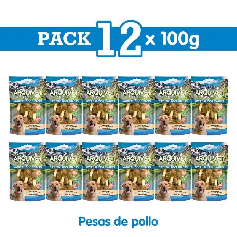 Pesas de pollo 100 g Snack para perros, Unidades 12 unidades