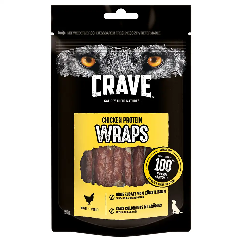 Crave Protein snacks para perros - Wrap con pollo (50 g )